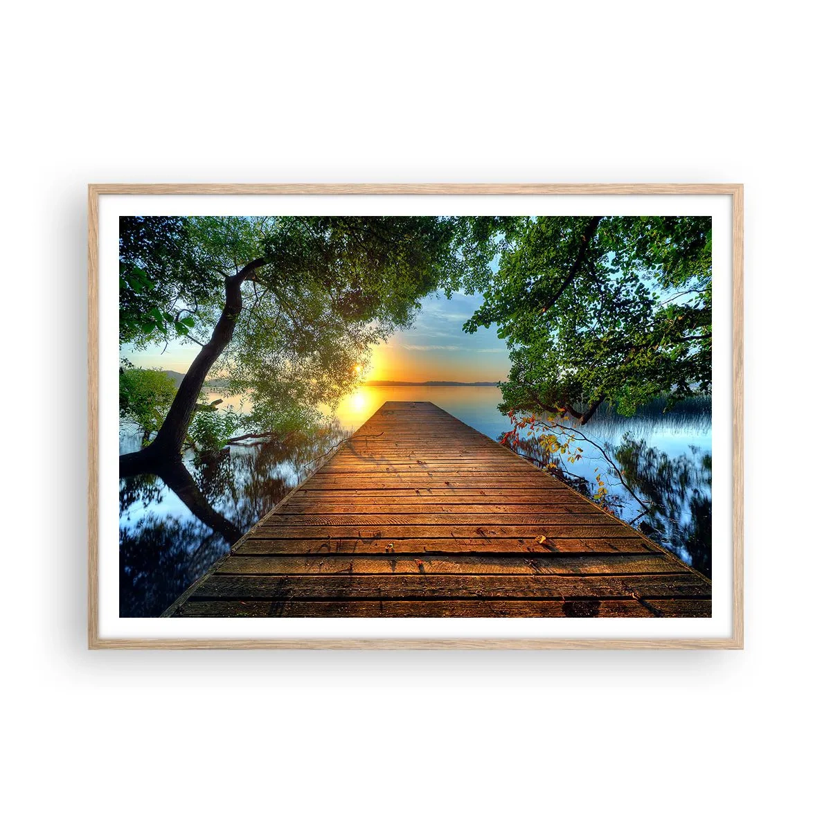 Een poster in een licht eiken lijst - Neem de tijd, ga zitten - 100x70 cm