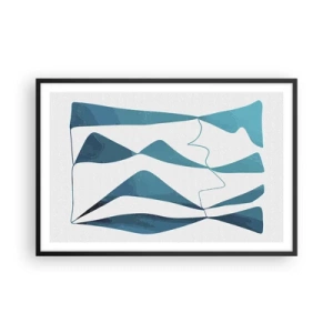 Poster in een zwarte lijst - Abstractie: turquoise verbinding - 91x61 cm