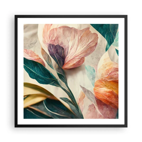 Poster in een zwarte lijst - Bloemen van de zuidelijke eilanden - 60x60 cm