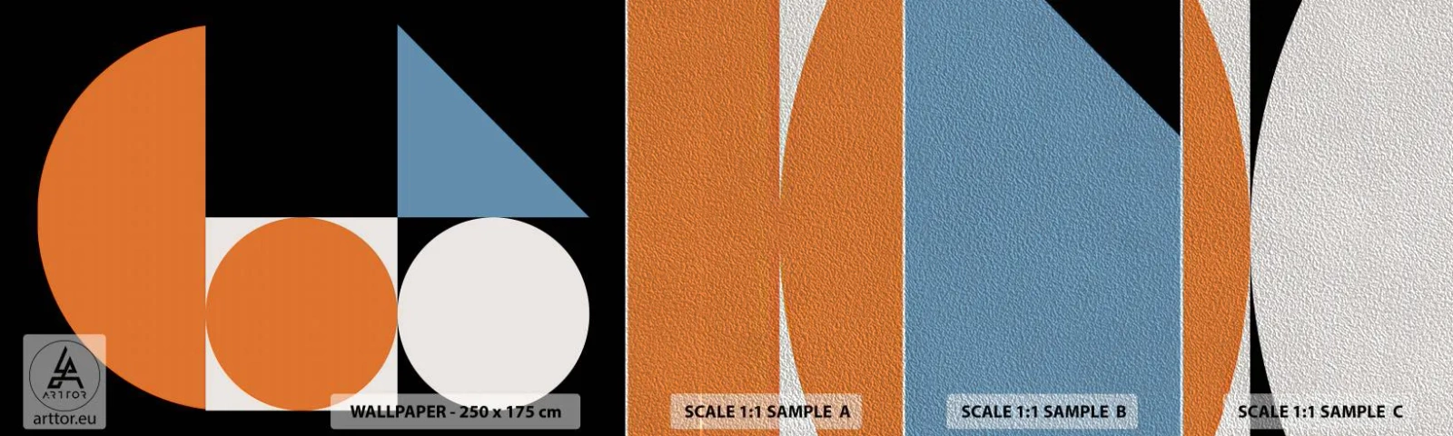 Fotobehang Monster Premium Sand - Dacht lay-out - Abstractie, Grafisch, Geometrisch patroon - 100x30 cm