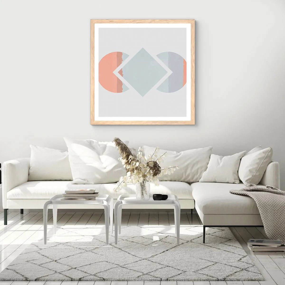 Een poster in een licht eiken lijst - De situatie is duidelijk - 60x60 cm