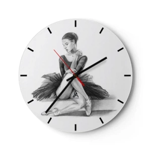 Wandklok - Klok - Schets van een ballerina in een klassieke pose - 30x30cm - Betoverd door de dans - Moderne wanddecoratie voor woonkamer, keuken en slaapkamer ARTTOR