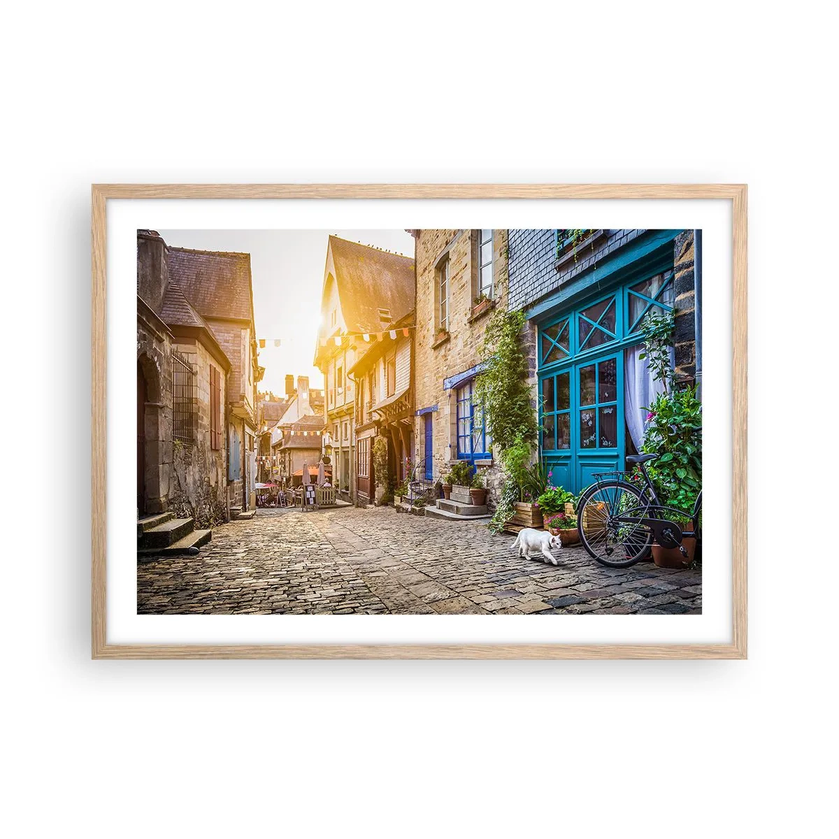 Een poster in een licht eiken lijst - De witte geest van het stadje - 70x50 cm