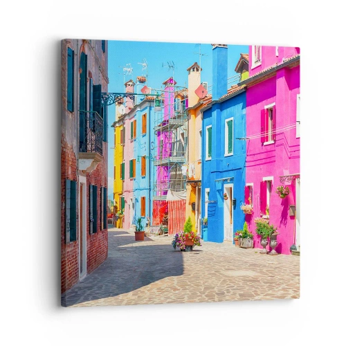 Schilderen op canvas - Stadje "De Papegaai" - 30x30 cm