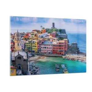 Schilderen op glas - Mediterrane magische stad - 120x80 cm