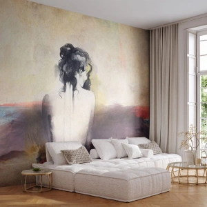 Fotobehang Premium Sand - Vloeiende lijnen, ovale vormen - Vrouw, Lichaam, Deel - 100x70 cm