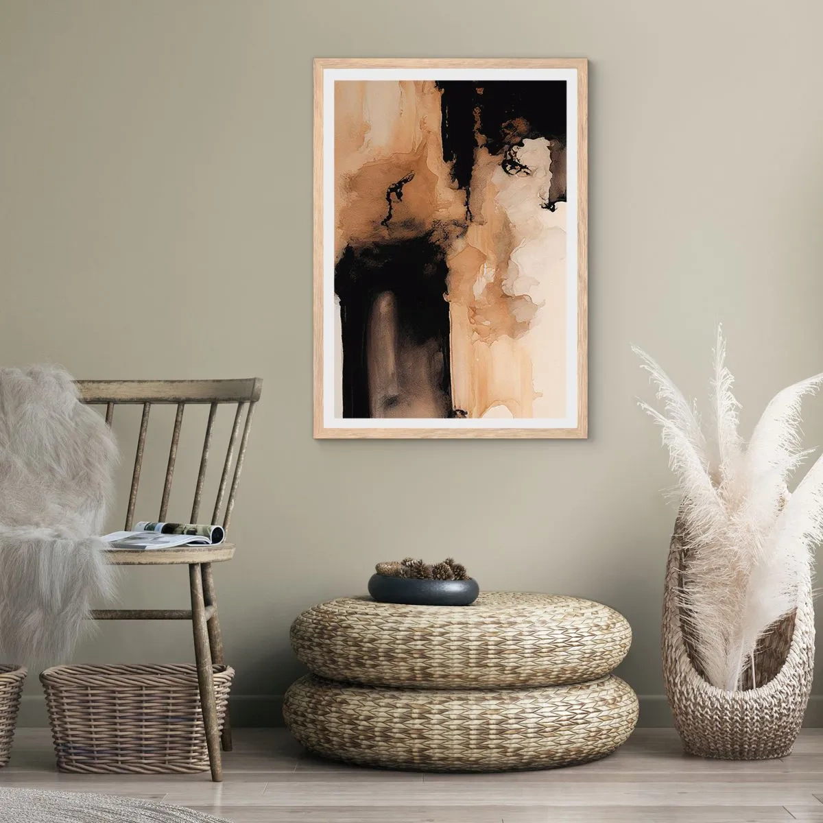 Een poster in een licht eiken lijst - Intrigerende abstractie - 40x50 cm