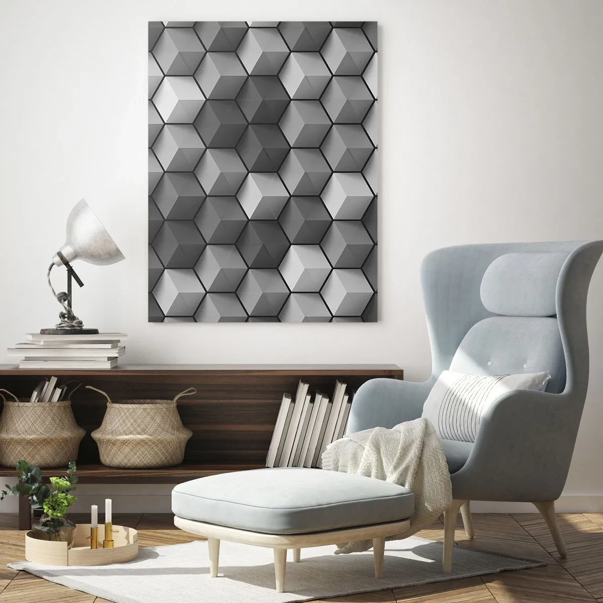 Schilderen op glas - Kubistische puzzel - 80x120 cm