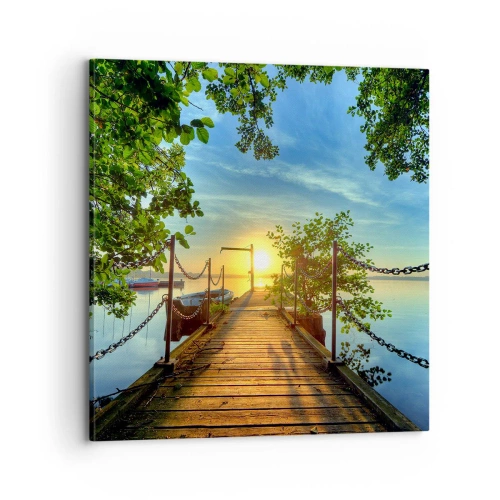 Schilderen op canvas - Zonsondergang boven het water - 70x70 cm