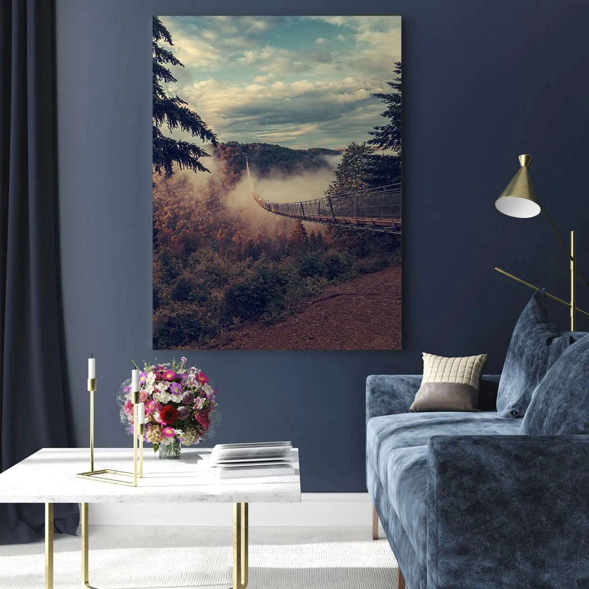 Schilderen op glas - Boven het herfstbos - 70x100 cm