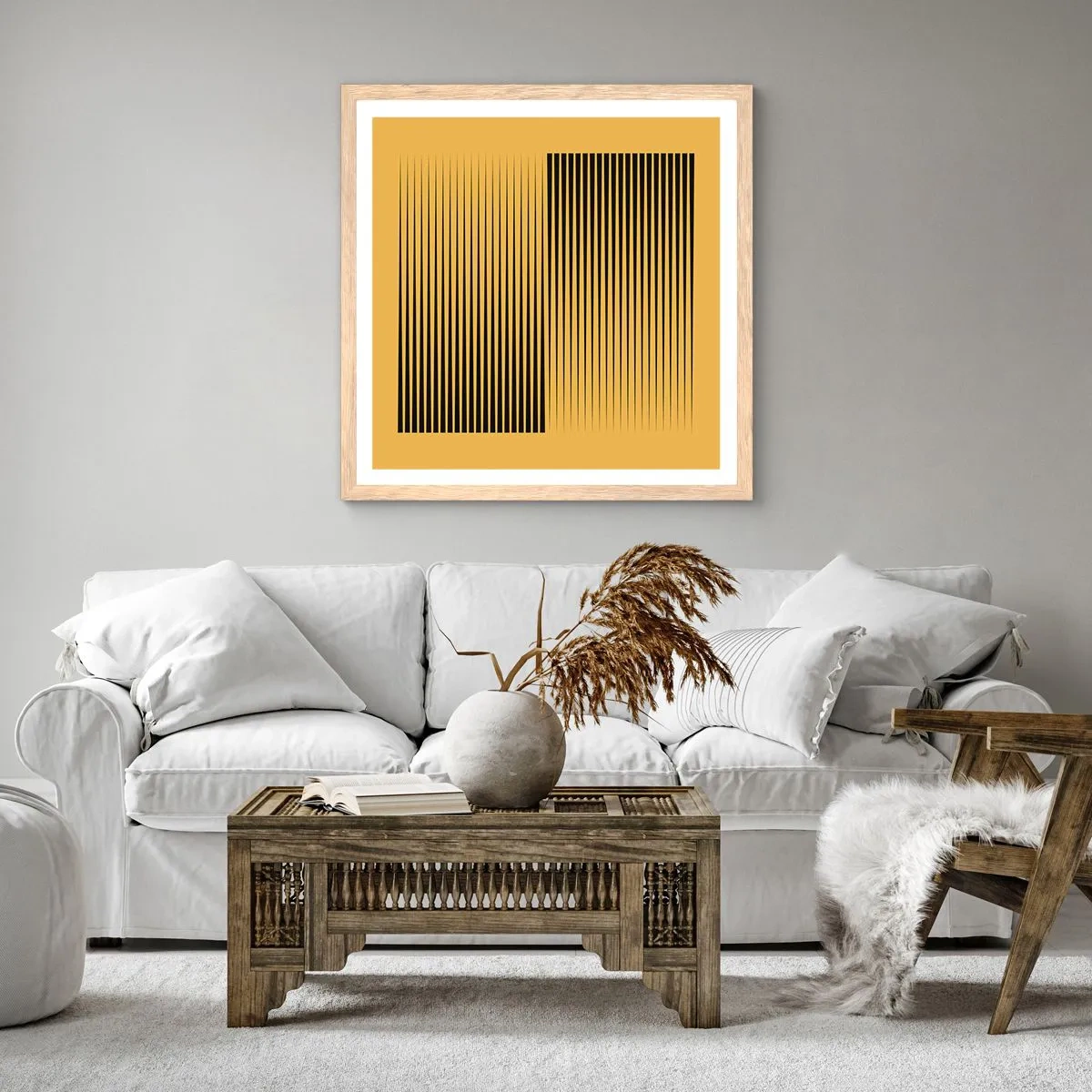 Een poster in een licht eiken lijst - Vierkant van tegenpolen - 40x40 cm