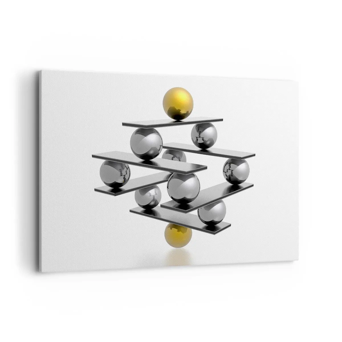 Schilderen op canvas - Goud-zilver balans - 100x70 cm