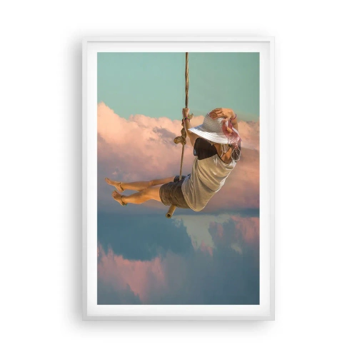 Poster in een witte lijst - Plezier in de wolken - 61x91 cm