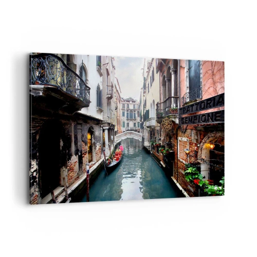 Schilderen op canvas - Venetiaans landschap met een gondel en een brug - 120x80 cm