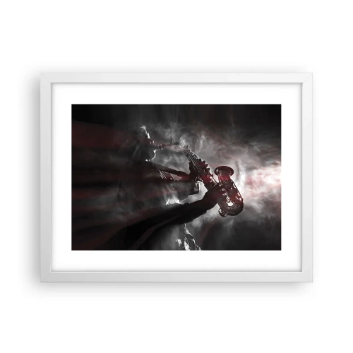 Poster in een witte lijst - In de dampen van jazz - 40x30 cm