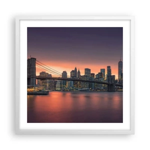 Poster in een witte lijst - Ondergedompeld in lila stilte - 50x50 cm