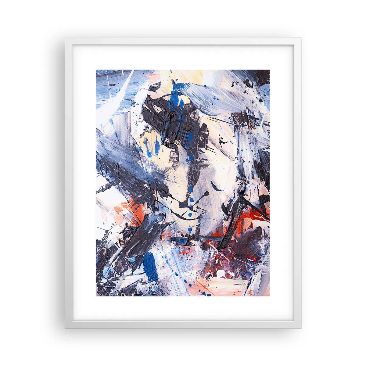 Poster in een witte lijst - Gekke dans van abstractie - 40x50 cm