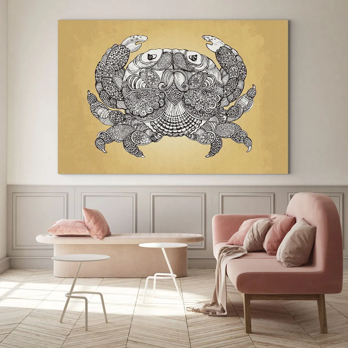 Schilderen op glas - Verhalen van meneer Krabs - 120x80 cm