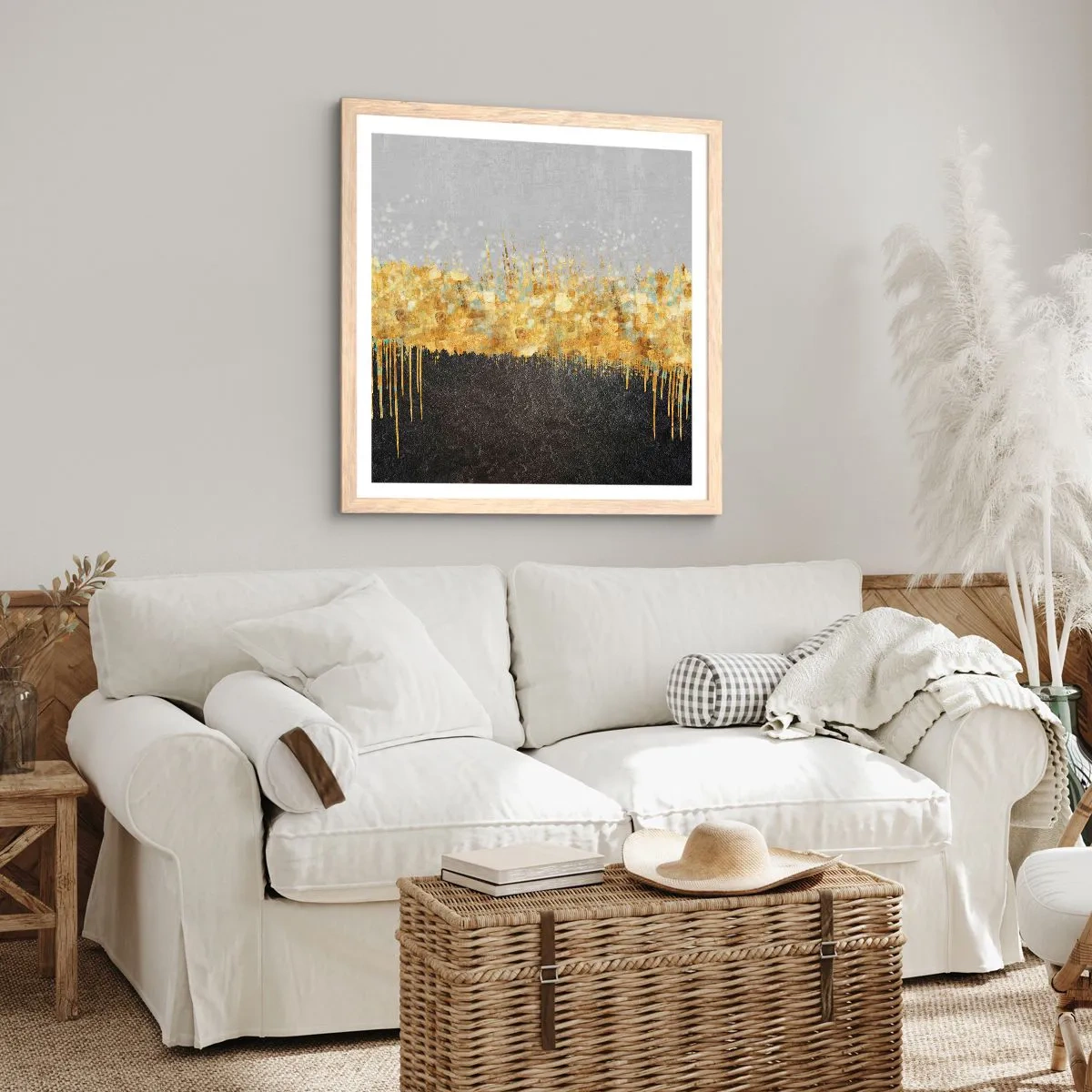 Een poster in een licht eiken lijst - Naar binnen en naar boven - 60x60 cm