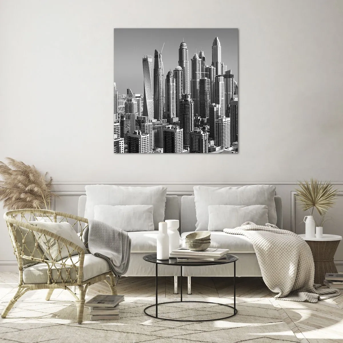 Schilderen op glas - Stad in de woestijn - 40x40 cm