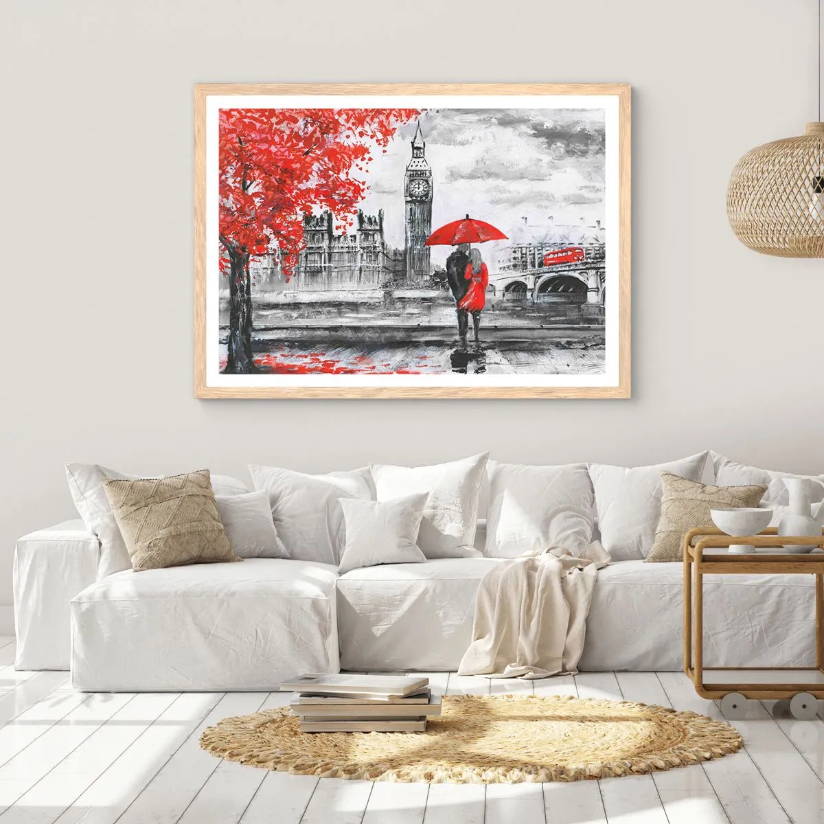 Een poster in een licht eiken lijst - Verliefd op Londen - 100x70 cm