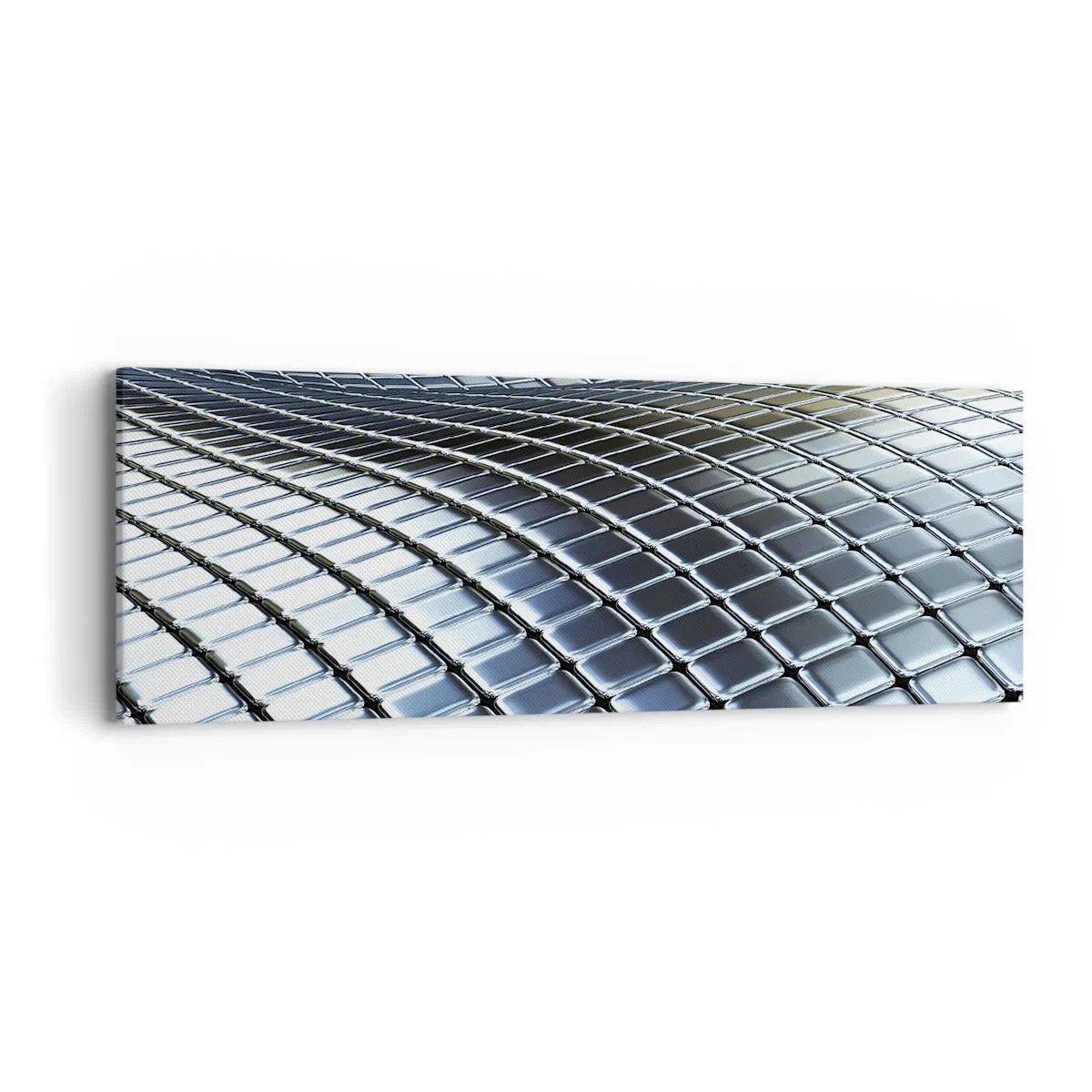 Schilderen op canvas - Metallic zilveren golf - 90x30 cm