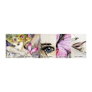 Fotobehang Monster Zelfklevend Deluxe Sticker - Vlinderprinses - Abstractie, Vrouw, aquarellen - 100x30 cm