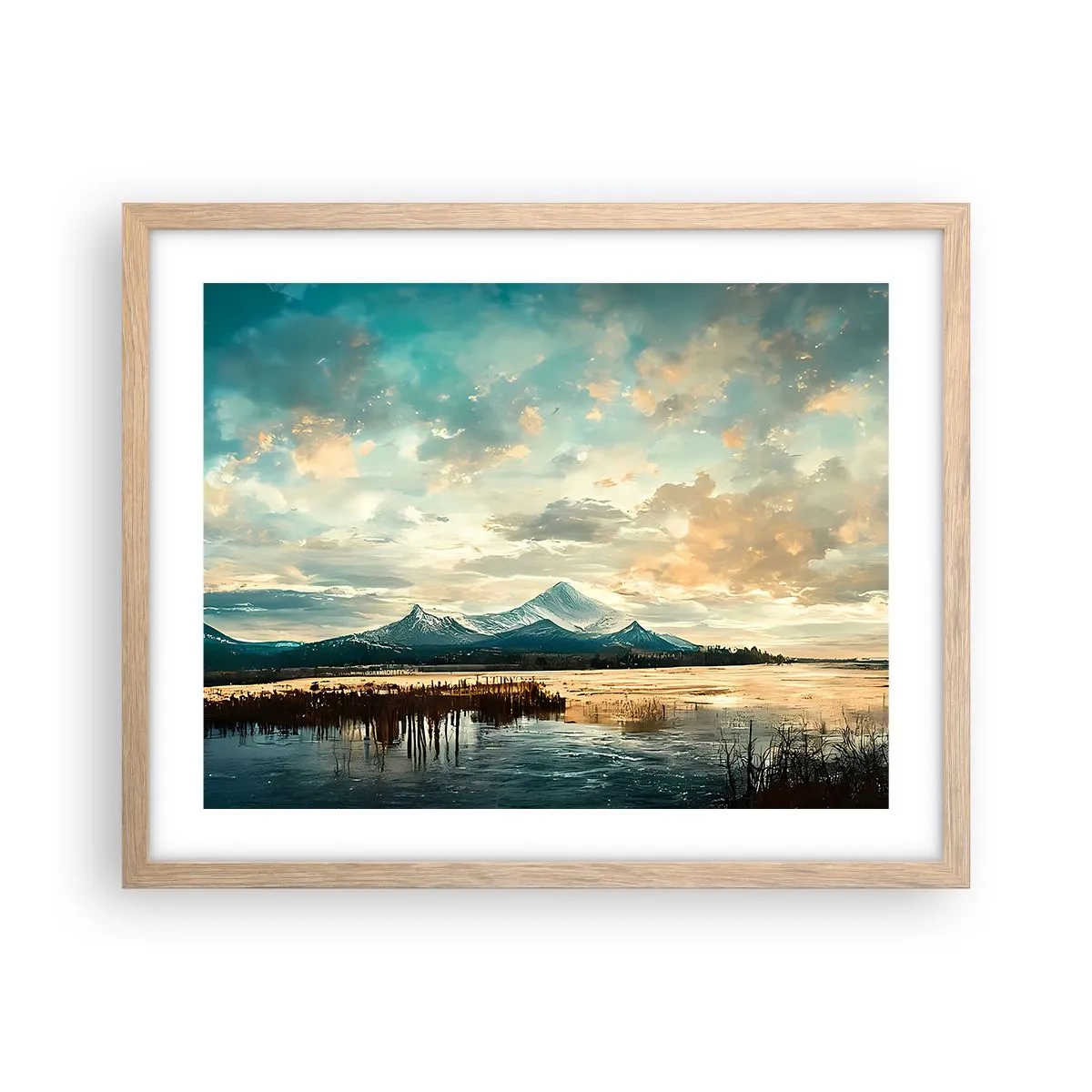 Een poster in een licht eiken lijst - Onder bescherming van de hemel - 50x40 cm