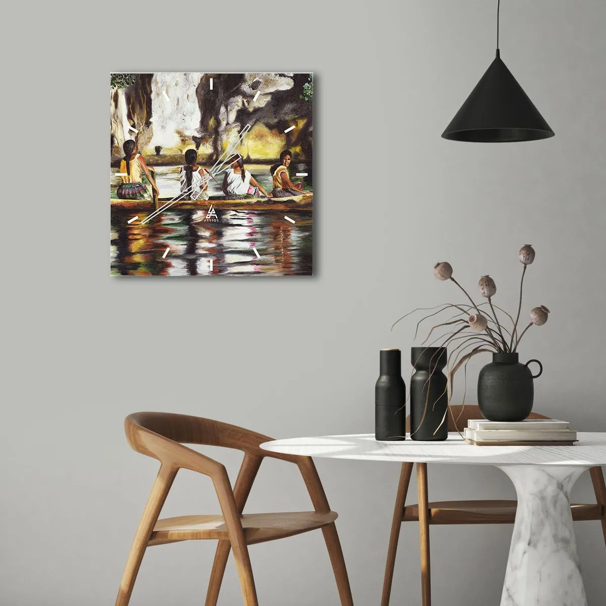 Wandklok - Klok - In een Polynesisch paradijs - 40x40 cm