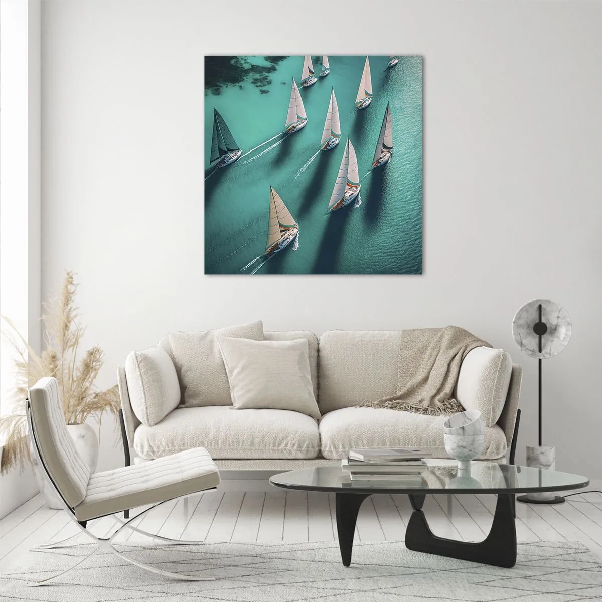 Schilderen op glas - In een wedstrijd met de wind - 60x60 cm