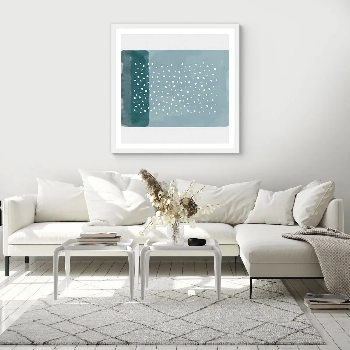 Poster in een witte lijst - Gegroeid op blauw - 30x30 cm