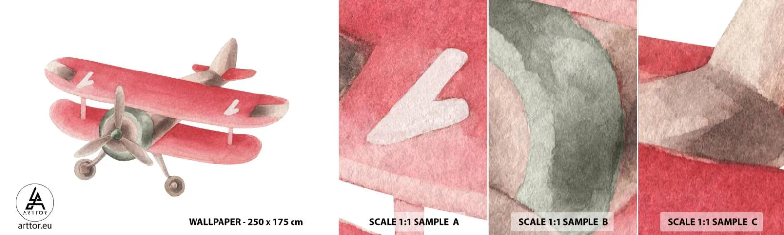 Fotobehang Monster Zelfklevend Deluxe Sticker - Klaar voor hoge vluchten - Vliegtuig, Kinderen, Vintage - 100x30 cm