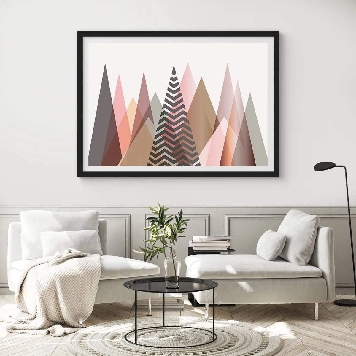 Poster in een zwarte lijst - Piramidaal uitzicht - 91x61 cm