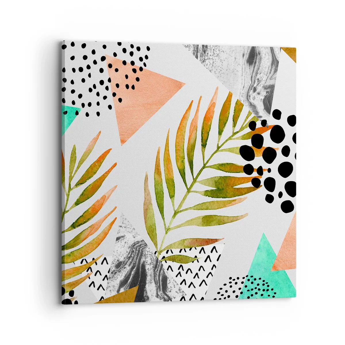 Schilderen op canvas - Decoratie met palmblad - 70x70 cm