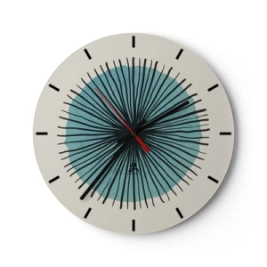 Wandklok - Klok - Abstract motief met een blauwe cirkel en zwarte lijnen - 30x30cm - Stralend in het blauw - Moderne wanddecoratie voor woonkamer, keuken en slaapkamer ARTTOR