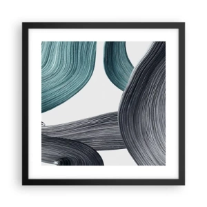 Poster in een zwarte lijst - Smaragdgroene en zwarte paden - 40x40 cm