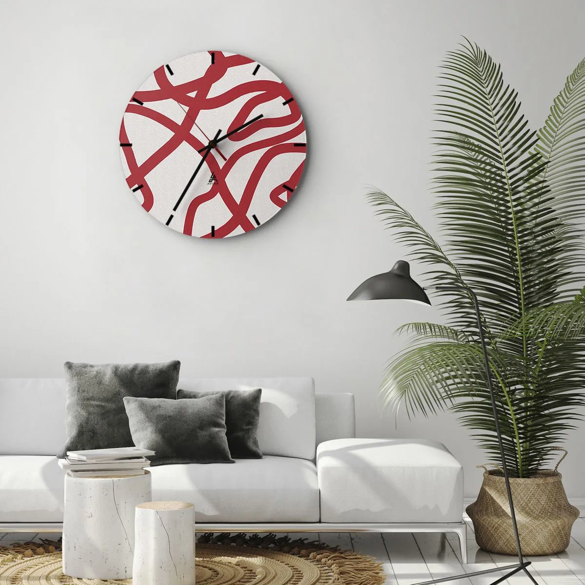 Wandklok - Klok - Rood op wit - 40x40 cm