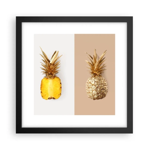 Poster in een zwarte lijst - Ananas voor ons - 30x30 cm