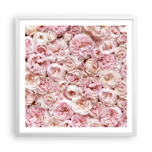 Poster in een witte lijst - Een bed van rozen - 60x60 cm