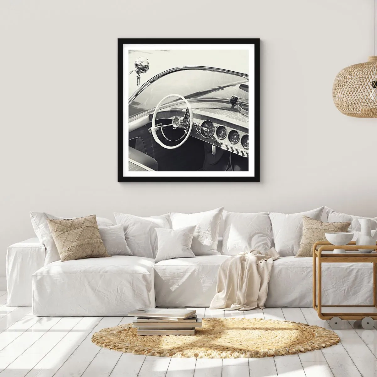 Poster in een zwarte lijst - Weer voor de rijken - 30x30 cm