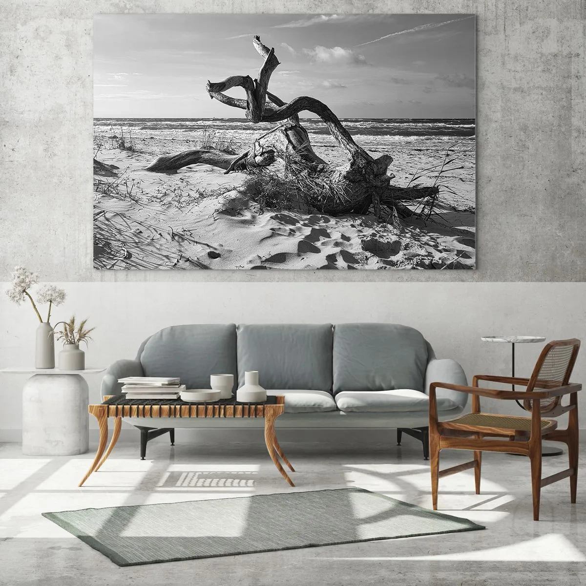 Schilderen op glas - Zee sculptuur - 120x80 cm