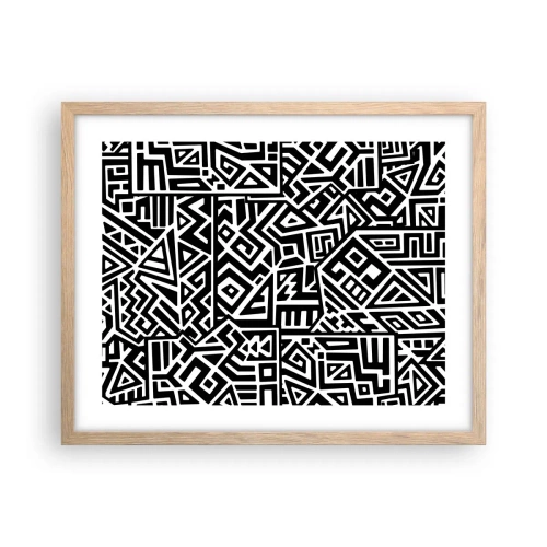 Een poster in een licht eiken lijst - Pre-Columbiaanse compositie - 50x40 cm
