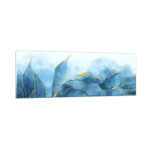 Schilderen op glas - Blauw in goud - 90x30 cm