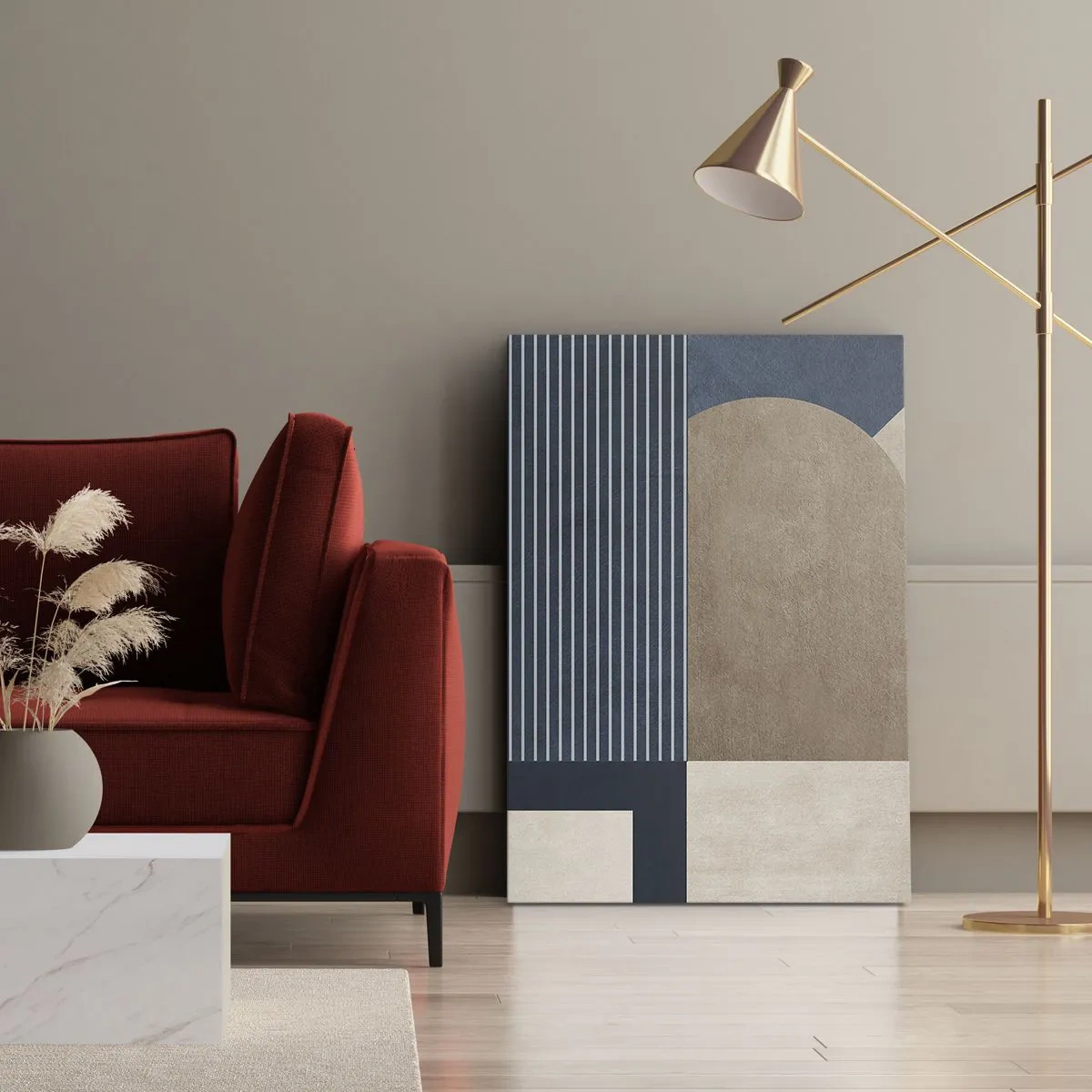 Schilderen op canvas - Een compositie van eenvoud en rondheid - 70x100 cm