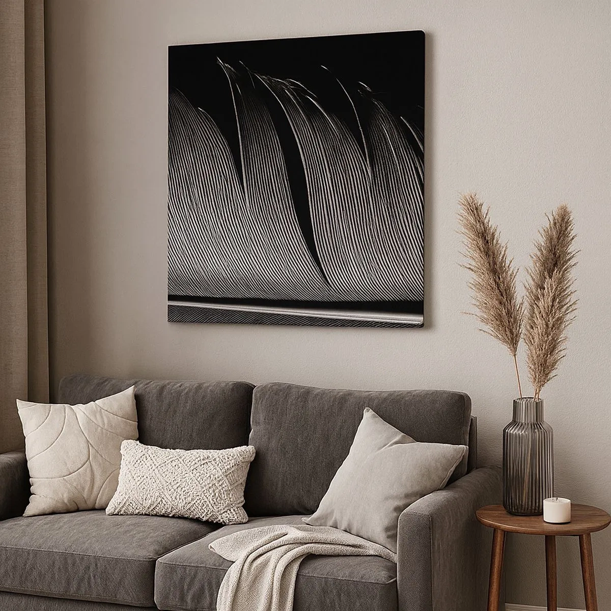 Schilderen op canvas - Een veer - prachtig ontwerp - 30x30 cm