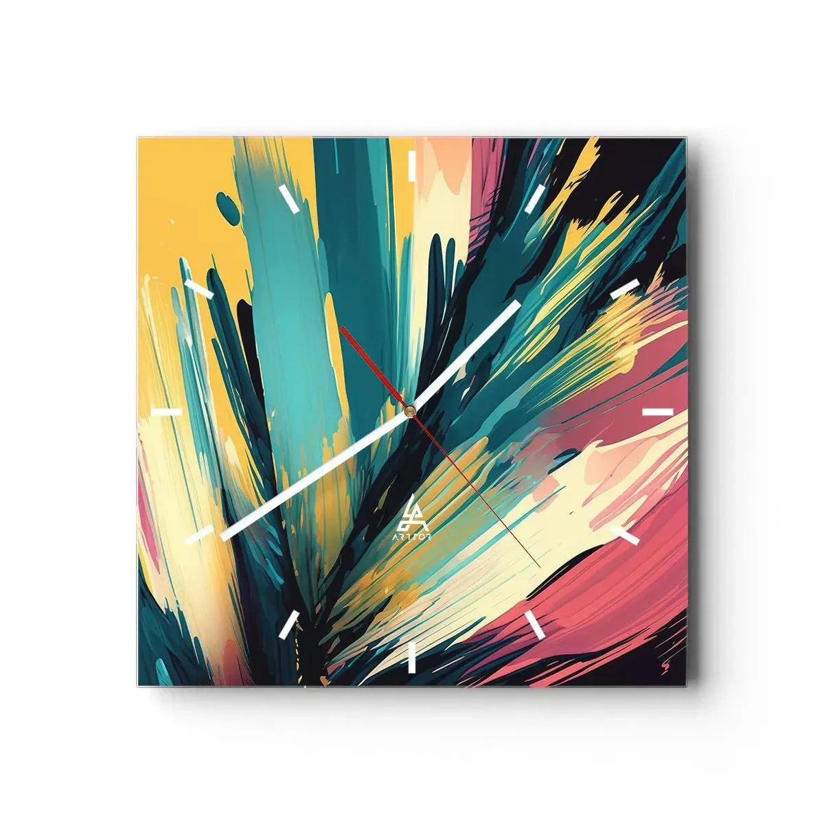 Wandklok - Klok - Compositie – een explosie van vreugde - 30x30 cm