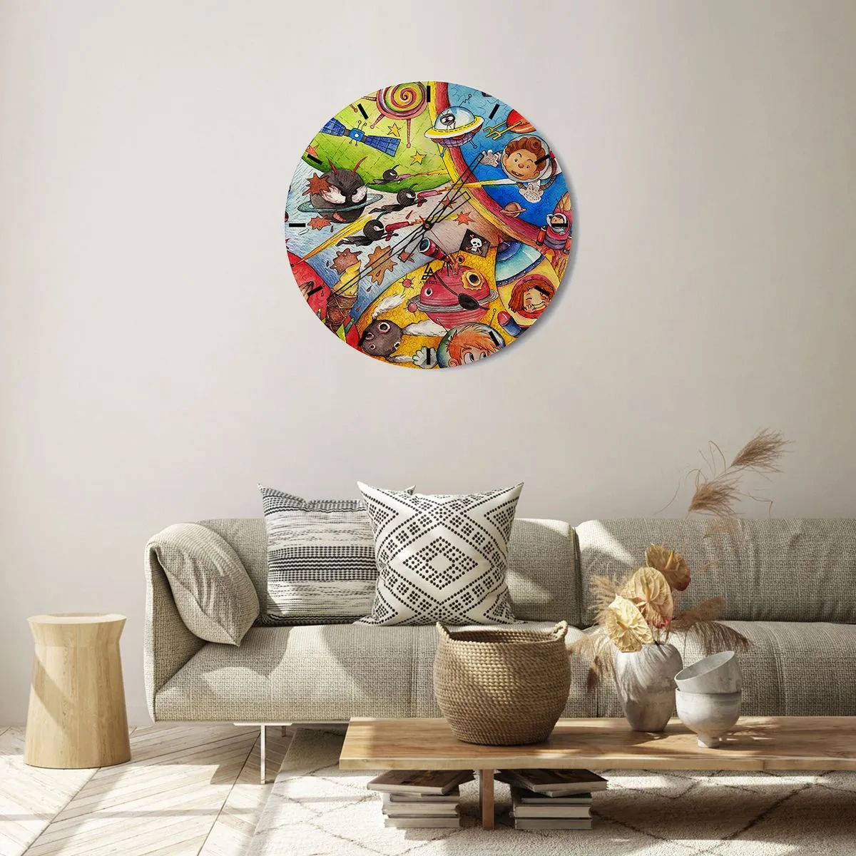 Wandklok - Klok - Geweldig ruimteavontuur - 30x30 cm