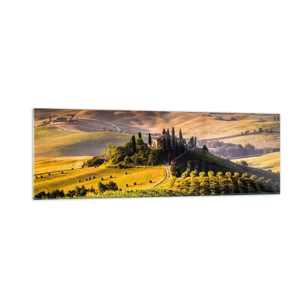 Schilderen op glas - Arcadia - het Toscaanse landschap - 160x50 cm