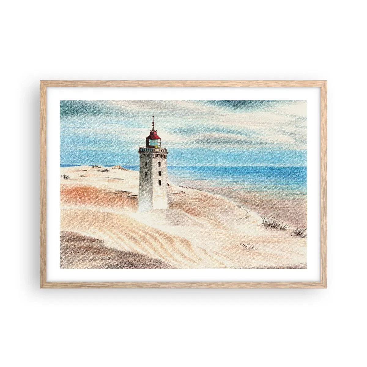 Een poster in een licht eiken lijst - Altijd staren naar de zee - 70x50 cm