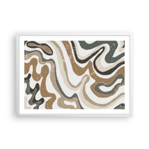 Poster in een witte lijst - Meanders van aardekleuren - 70x50 cm